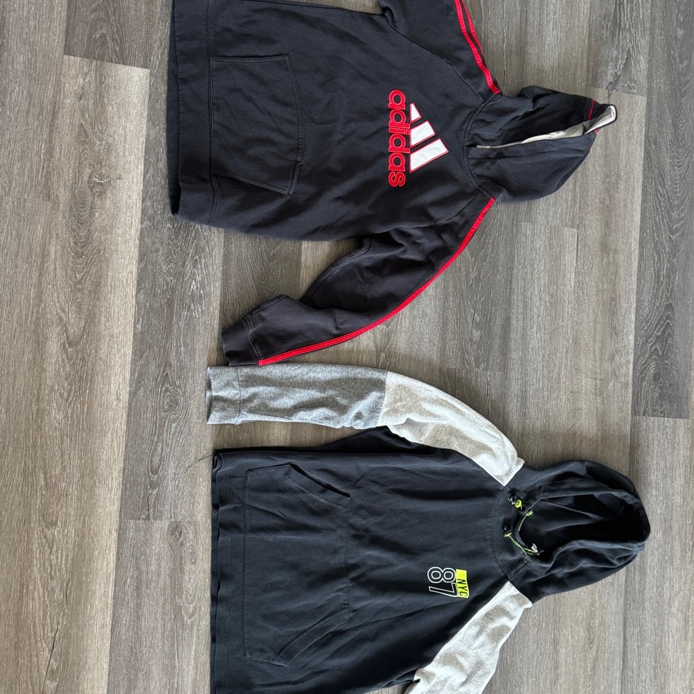 adidas Black & Gray Kids Hoodies Duo with Red & Neon Accents